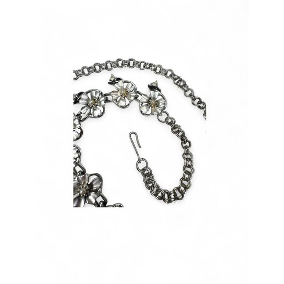 Judy Lee Vintage Floral Crystal Necklace Bracelet & Clip-On Earrings Set - Picture 16 of 16